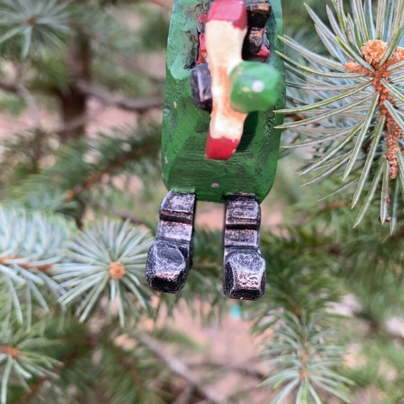 Vintage David Frykman Folk Santa & Helicopter Christmas Ornament 1997 - Picture 5 of 9